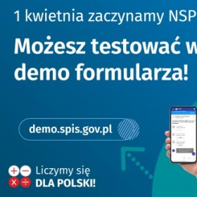 grafika przedstawiaca rękę z smartfonem i komputer oraz tekst zachęcajacy do uruchomienia wersji demo