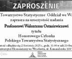 Uroczystość nadania Prof. Walentemu Ostasiewiczowi tytułu HONOROWEGO CZŁONKA PTS - 23.04.2025 Foto