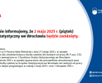 2 maja 2025 r. - Urząd Statystyczny we Wrocławiu będzie zamknięty. Foto